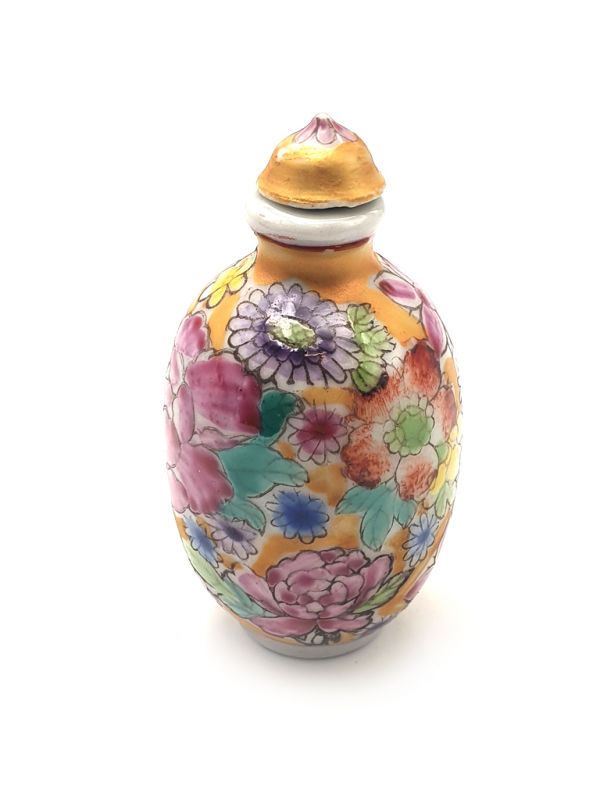 Porzellan Schnupftabakflasche Bunte Blumen 5 2