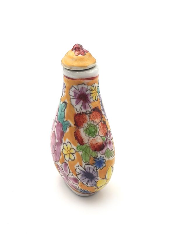 Porzellan Schnupftabakflasche Bunte Blumen 6 2