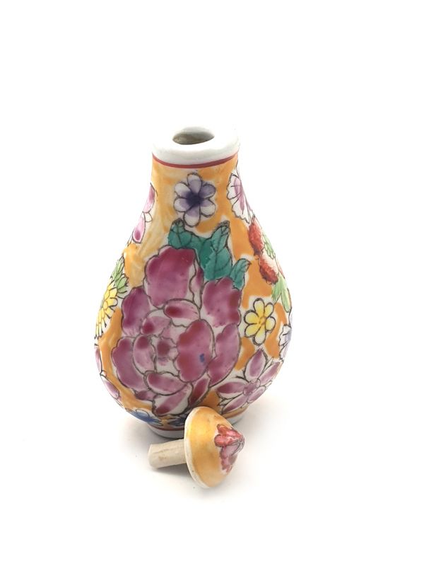 Porzellan Schnupftabakflasche Bunte Blumen 6 3