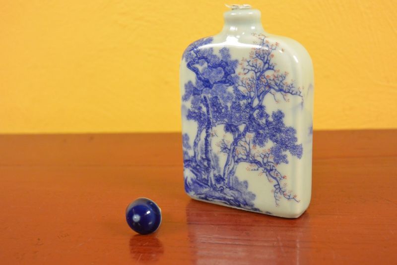 Porzellan Schnupftabakflasche Chinesisch Wald 3 5