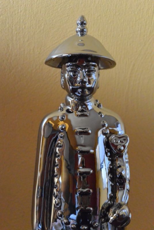 Porzellan Statuen aus China Mandarin / silber 2