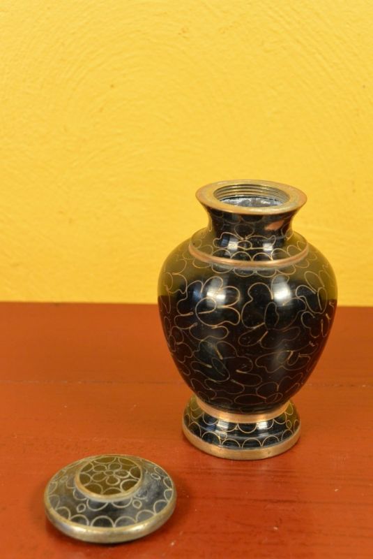 Potiche or Vase in Cloisonné Black 5