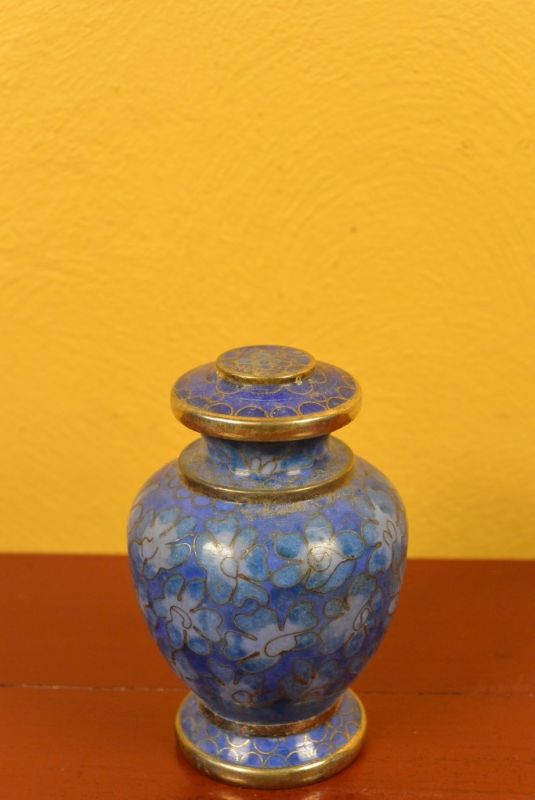 Potiche or Vase in Cloisonné Blue Flowers 1