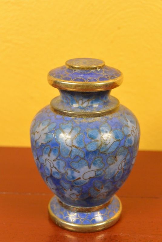 Potiche or Vase in Cloisonné Blue Flowers 2