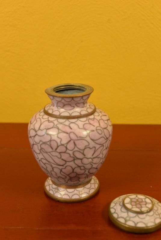 Potiche or Vase in Cloisonné Pink 4