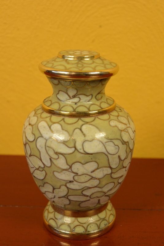 Potiche or Vase in Cloisonné Yellow Beige 2