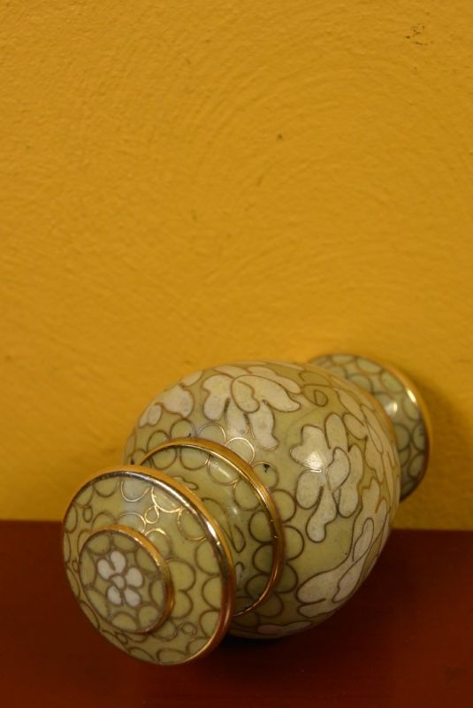 Potiche or Vase in Cloisonné Yellow Beige 4