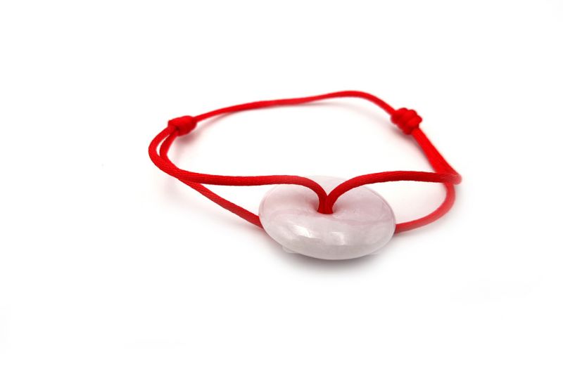 Pulsera China Pi de Jade - Dinh Van Style Disco blanco / cordón rojo 2