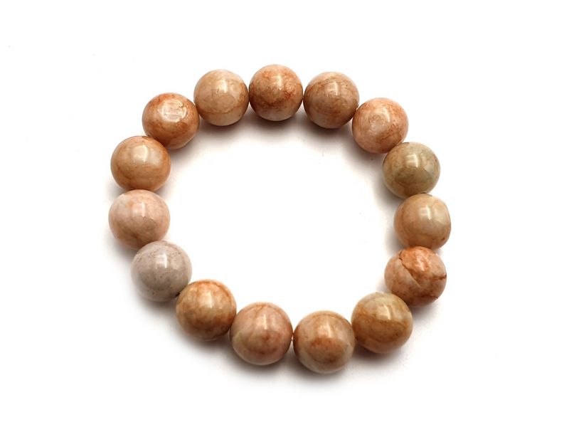 Pulsera de - Cuentas de jade de 14mm -Naranja / marrón claro 1