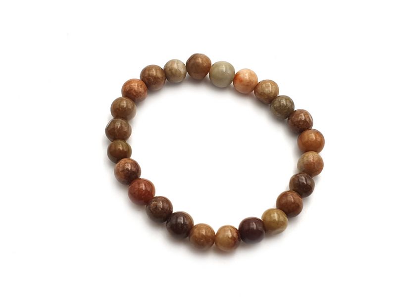 Pulsera de - Cuentas de jade de 8 mm - Jade marrón / naranja 1