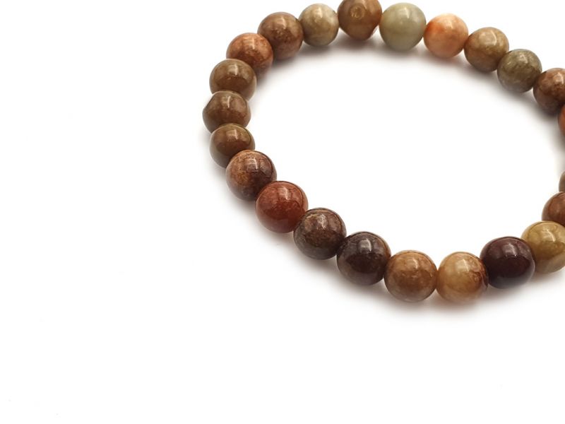 Pulsera de - Cuentas de jade de 8 mm - Jade marrón / naranja 2