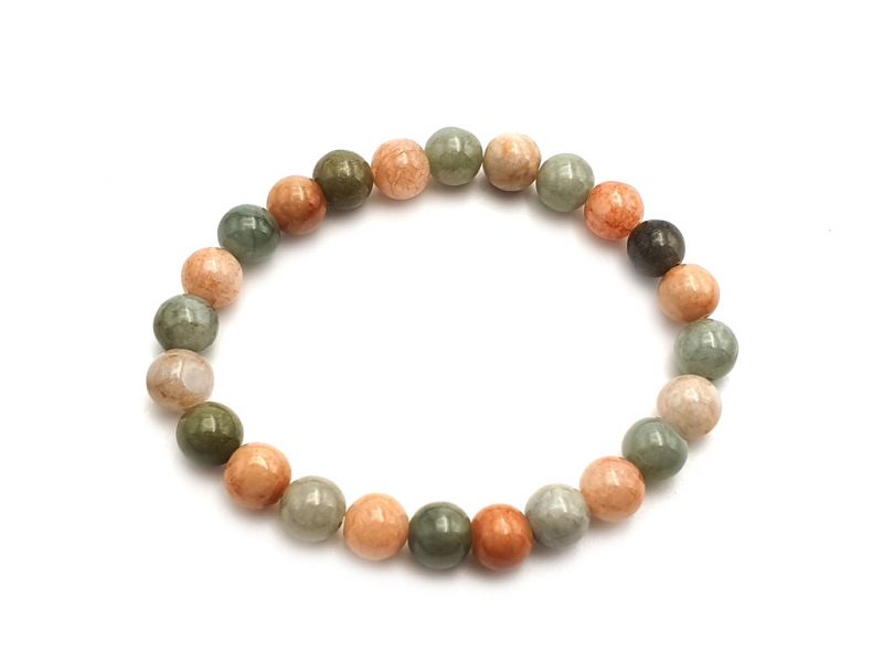 Pulsera de - Cuentas de jade de 8 mm - Verde y naranja 1