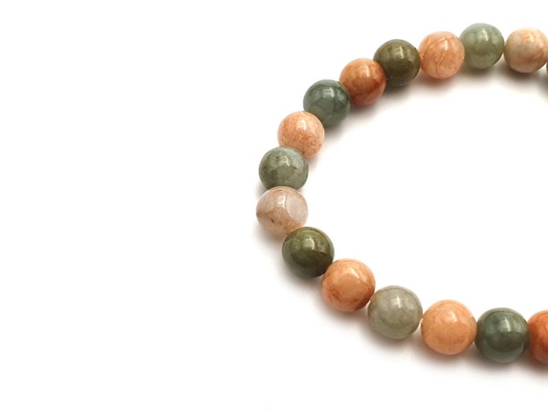 Pulsera de - Cuentas de jade de 8 mm - Verde y naranja 2