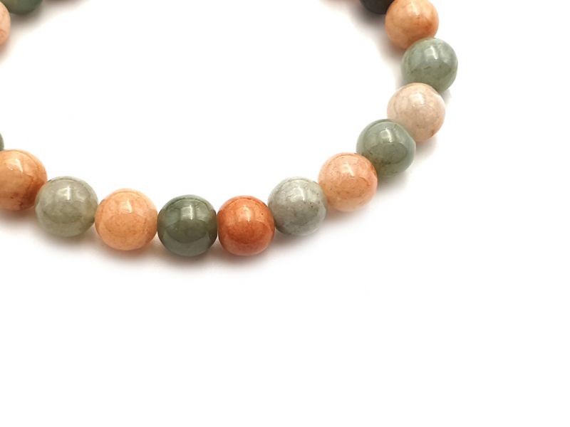 Pulsera de - Cuentas de jade de 8 mm - Verde y naranja 3