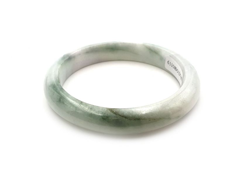 Pulsera Jade Brazalete del Clase A Blanco con reflejos verdes 4