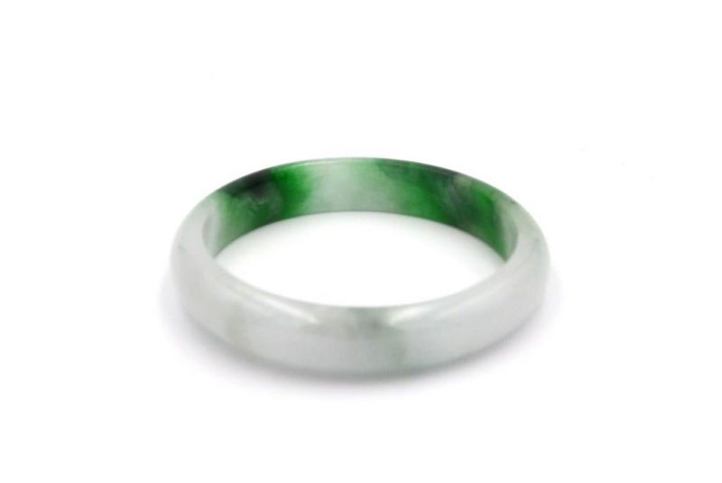 Pulsera Jade Brazalete del Clase A Blanco - Punto verde 3