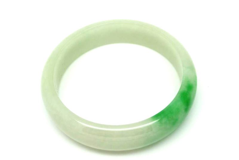 Pulsera Jade Brazalete del Clase A Blanco y verde 5 7cm 5