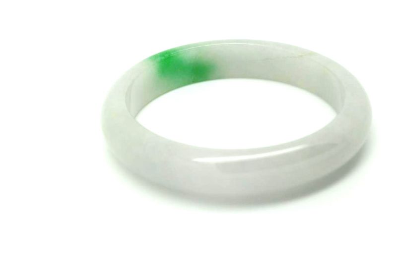 Pulsera Jade Brazalete del Clase A Blanco y verde 5 7cm 5