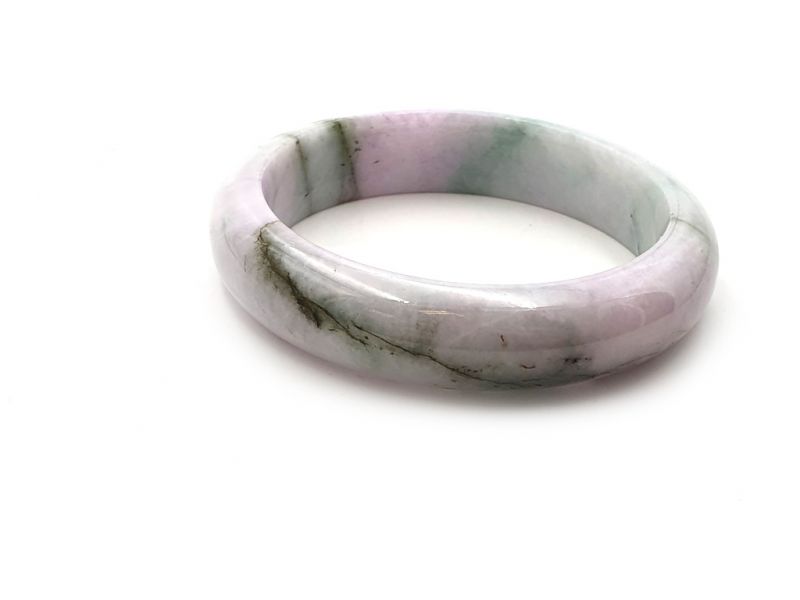 Pulsera Jade Brazalete del Clase A Blanco y verde moteado 2