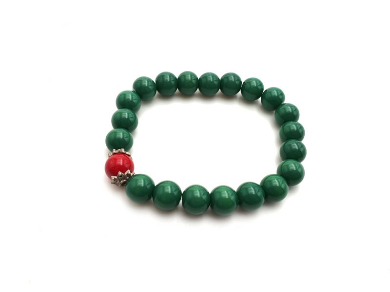 Pulsera tibetana Mâlâ en cuentas de piedra - Verde 1