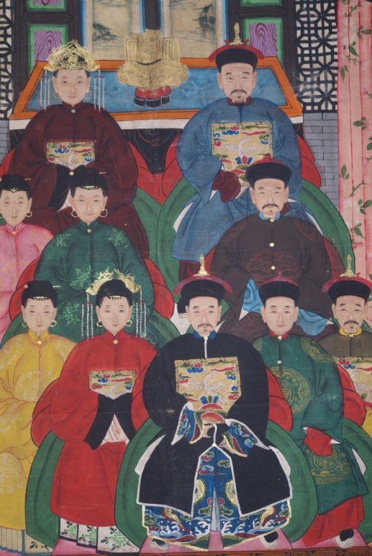 Qing Dynastie Grosse Chinesische Ahnenbilder 11 Personen 2
