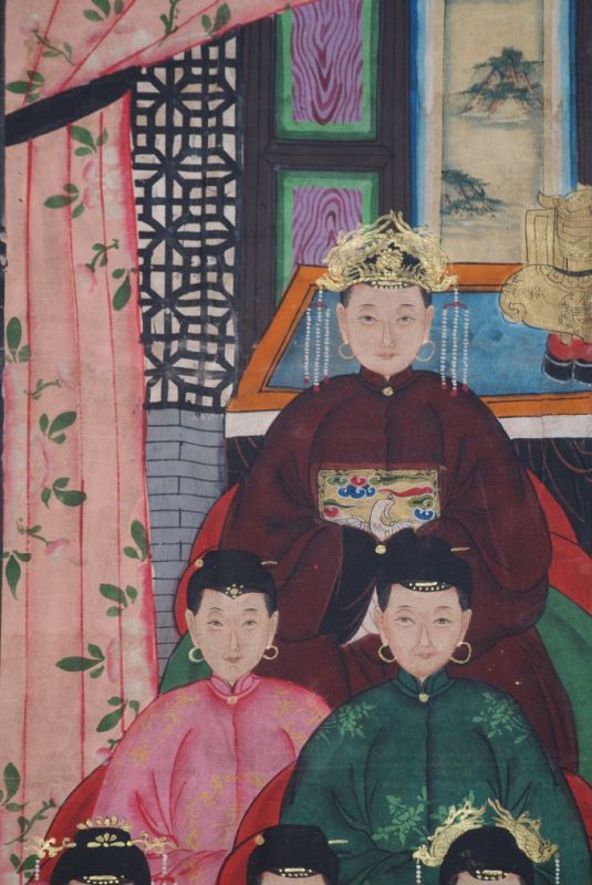 Qing Dynastie Grosse Chinesische Ahnenbilder 11 Personen 3