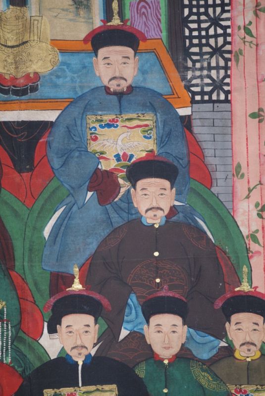 Qing Dynastie Grosse Chinesische Ahnenbilder 11 Personen 4