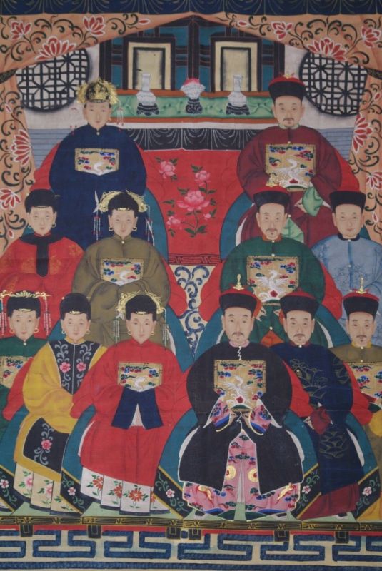 Qing Dynastie Grosse Chinesische Ahnenbilder 12 Personen 2