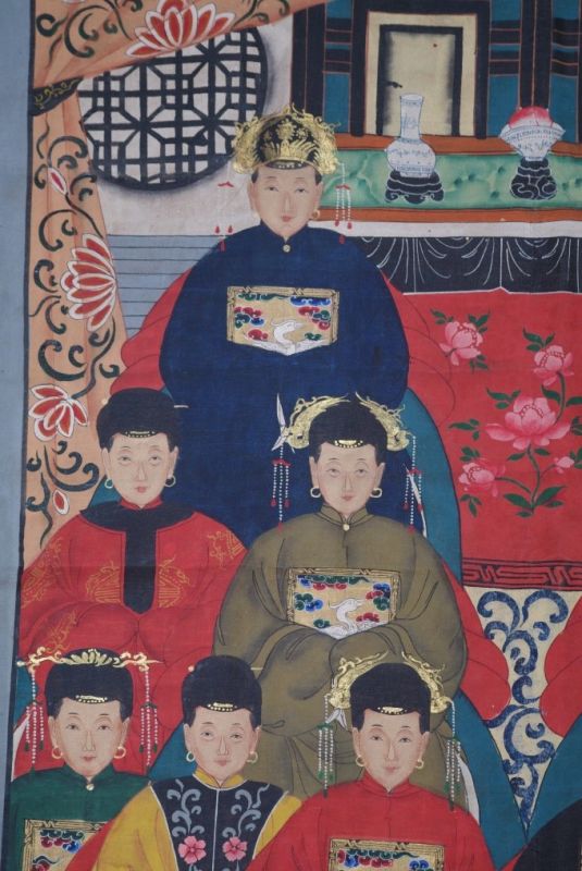 Qing Dynastie Grosse Chinesische Ahnenbilder 12 Personen 3