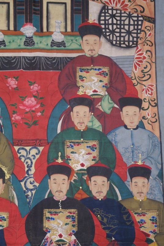Qing Dynastie Grosse Chinesische Ahnenbilder 12 Personen 4