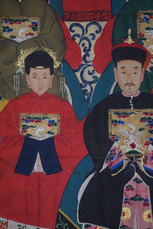 Qing Dynastie Grosse Chinesische Ahnenbilder 12 Personen 5