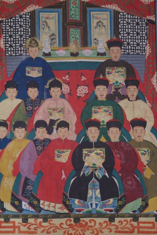 Qing Dynastie Grosse Chinesische Ahnenbilder 14 Personen 2