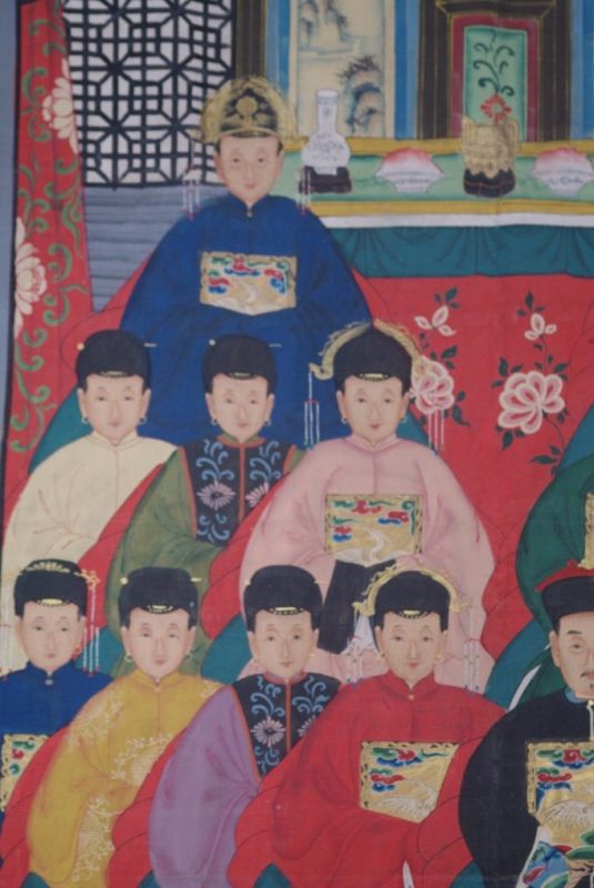 Qing Dynastie Grosse Chinesische Ahnenbilder 14 Personen 3