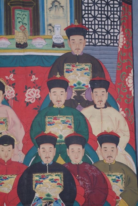 Qing Dynastie Grosse Chinesische Ahnenbilder 14 Personen 4