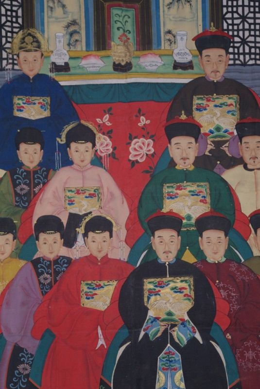 Qing Dynastie Grosse Chinesische Ahnenbilder 14 Personen 5