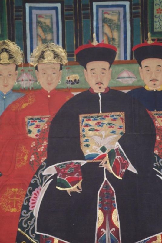 Qing Dynastie Grosse Chinesische Ahnenbilder 4 Personen 2