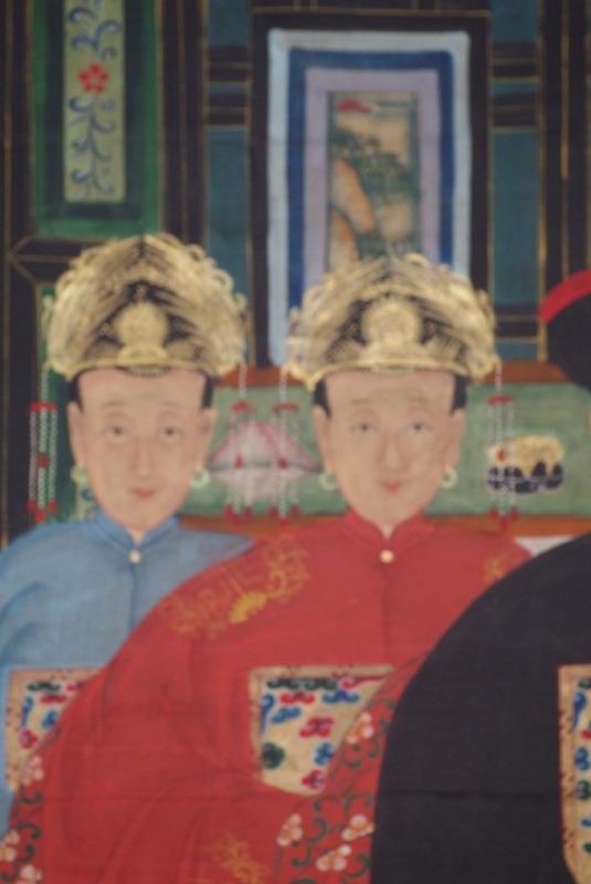 Qing Dynastie Grosse Chinesische Ahnenbilder 4 Personen 3