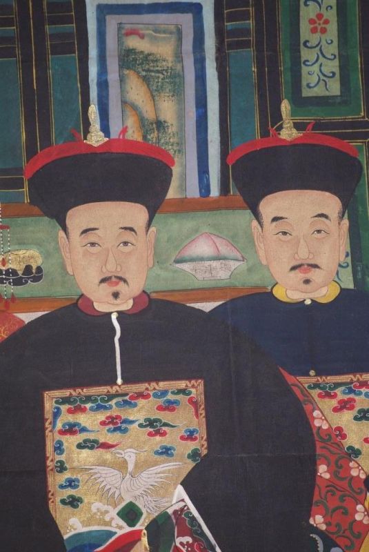 Qing Dynastie Grosse Chinesische Ahnenbilder 4 Personen 4