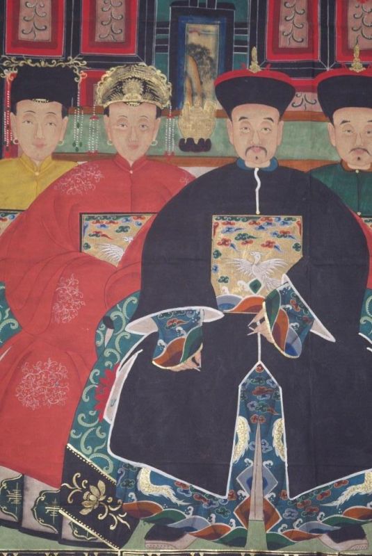 Qing Dynastie Grosse Chinesische Ahnenbilder 4 Personen 2