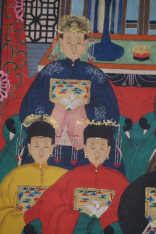 Qing Dynastie Grosse Chinesische Ahnenbilder 6 Personen 3