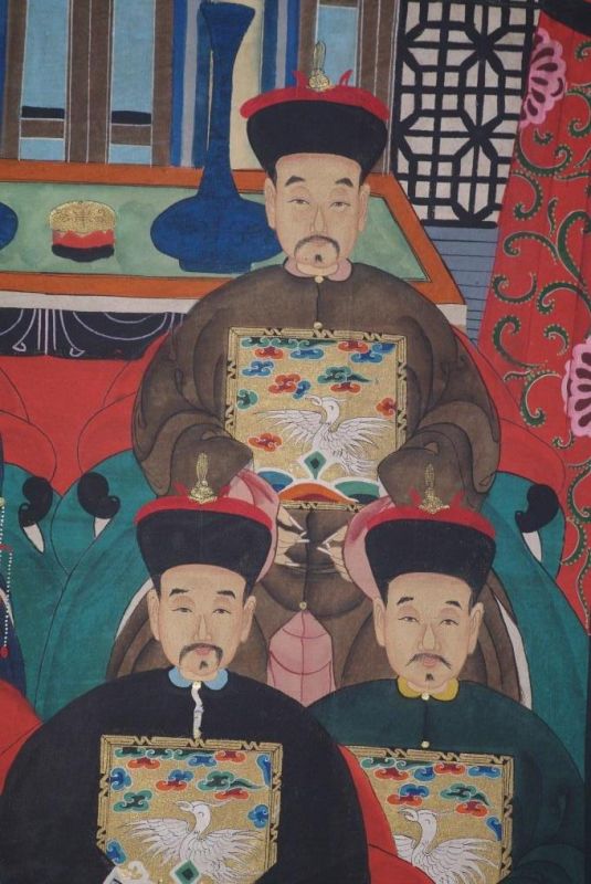 Qing Dynastie Grosse Chinesische Ahnenbilder 6 Personen 4