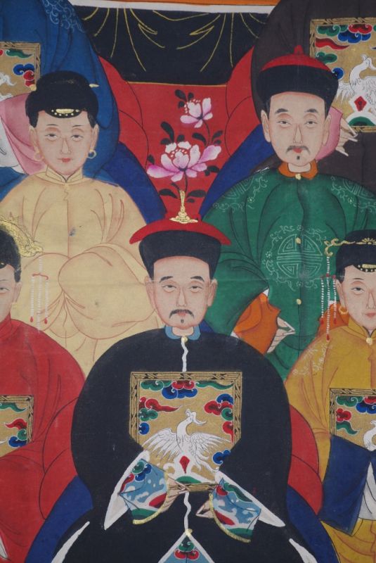 Qing Dynastie Grosse Chinesische Ahnenbilder 7 Personen 3