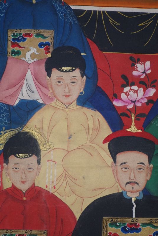 Qing Dynastie Grosse Chinesische Ahnenbilder 7 Personen 4