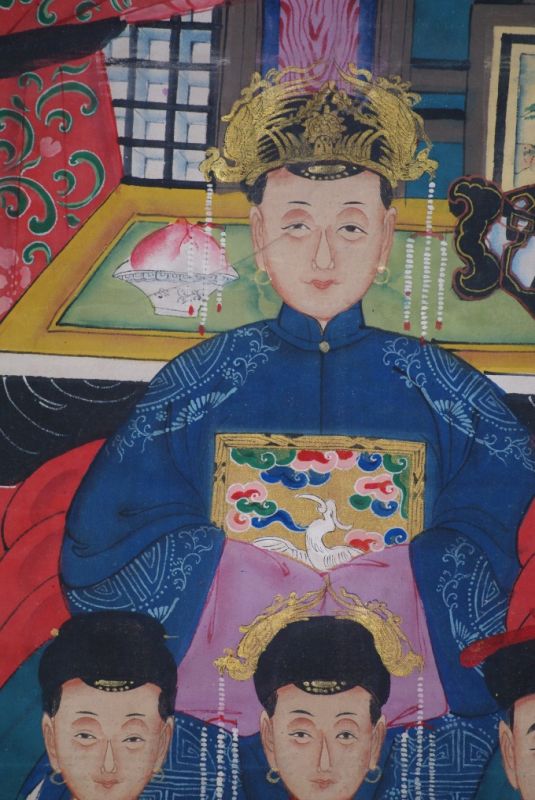 Qing Dynastie Grosse Chinesische Ahnenbilder 7 Personen 3
