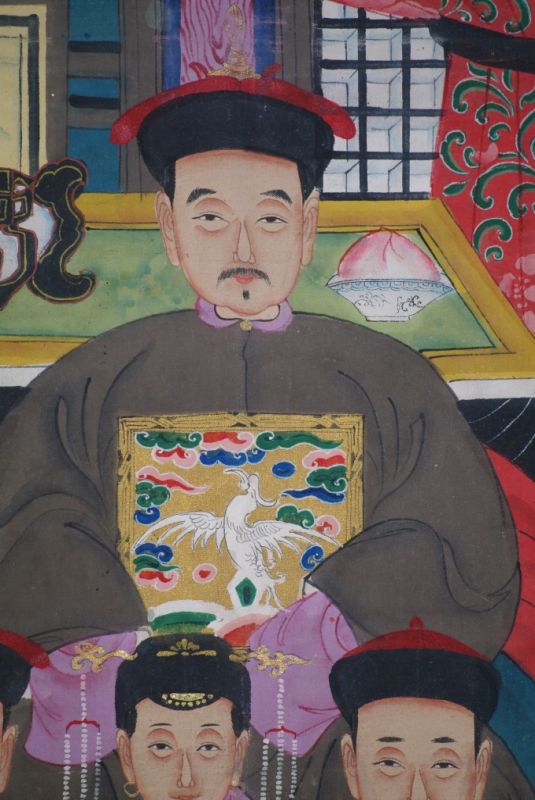 Qing Dynastie Grosse Chinesische Ahnenbilder 7 Personen 4
