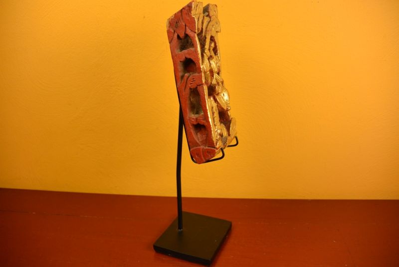 Qing Holzschnitzereien mit Standfuß Krieger 4 3