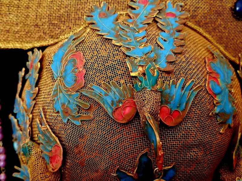 Qing Imperial Theatrical Headdress with Turquoise Enamel & Pink‑Purple Tassels 3