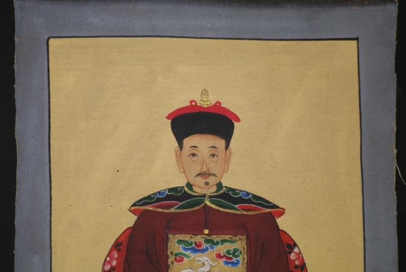 Qing Kleine Ahnenpaare und Kaiser Malerei Dunkelrot 4