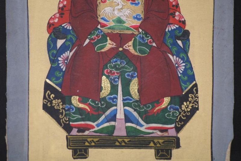 Qing Kleine Ahnenpaare und Kaiser Malerei Dunkelrot 5