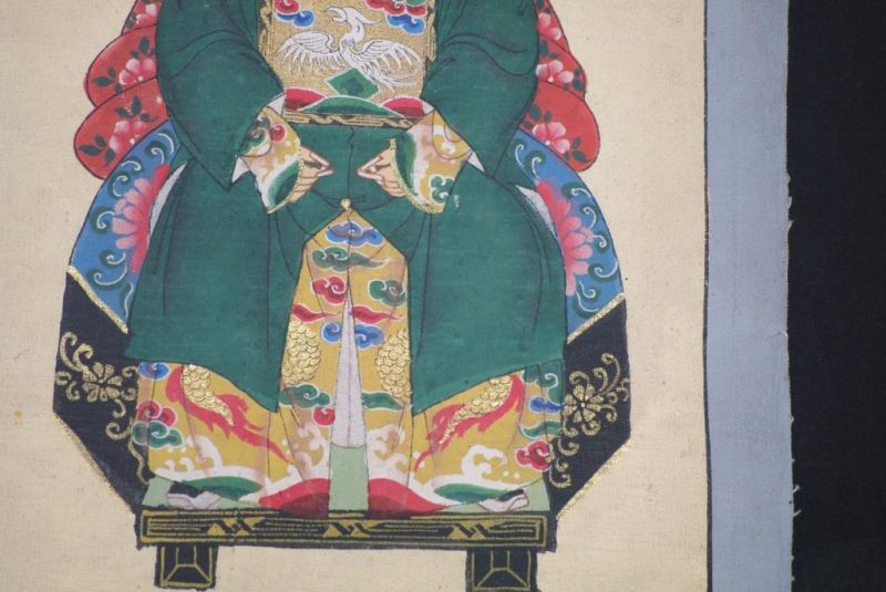 Qing Kleine Ahnenpaare und Kaiser Malerei Grün 5